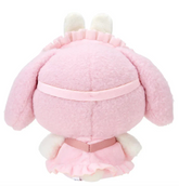 Sanrio's sweetheart favorite, My Melody, is stylishly ready for bed! The Bow Pajamas + Bunny Sleep Mask My Melody Plushie features a pink center bow, ruffled nightie, and an attached bunny-shaped sleep mask. Soft fabrics make this huggable plush perfect for nighttime snuggles.
A comforting friend perfect for winding down. A nice pairing if you're assembling a spa-day gift basket. A solid addition to any plushie or My Melody collection. Relax with the calming colors, friendly, embroidered face and just gen